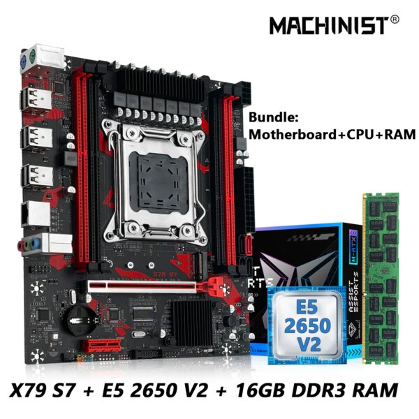 MACHINIST X79 Motherboard combo With Intel Xeon E5 2650 V2 LGA 2011 CPU Processor + DDR3 1*16GB RAM Support M.2 NVME Slot