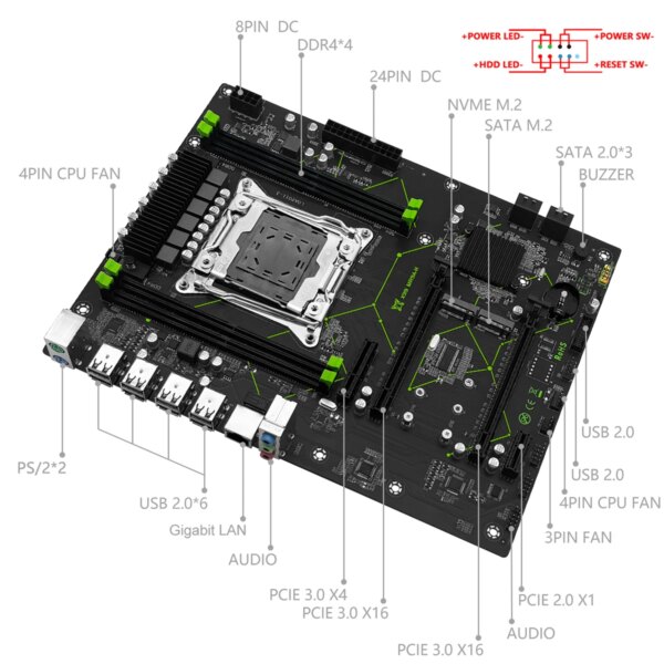 MR9A-H MACHINIST X99 Motherboard combo With Intel LGA 2011-3 Xeon E5 2660 V3 CPU DDR4 16GB (2*8GB) RAM Memory Kit ATX Set - Image 3