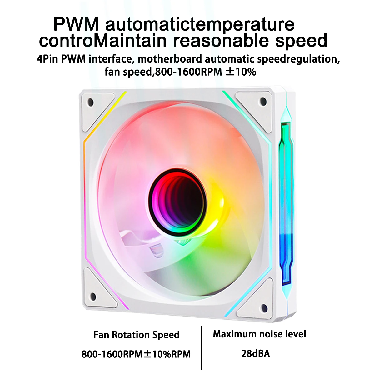 IWONGOU 4 PRO Computer Chassis white reversal Fan 12cm ARGB 4 Pin PWM Quiet Cooling Fan 12V Large Air Volume 47.2CFM/800-1600RPM