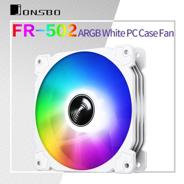 Jonsbo FR-502 12cm White PC Case Fan 12V/4Pin PWM 1500rpm Silent Hydraulic Bearing Chassis CPU Cooling Colorful ARGB Ventilator