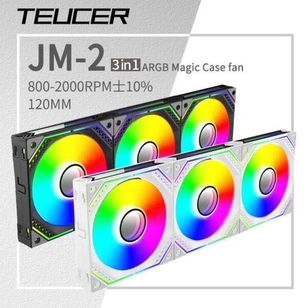 TEUCER JM-2 Wireless splicing Magic 3-In-1 Case Fan 12V PWM Circular Mirror ARGB 120MM PC Computer CPU Liquid Cooling Ventilator