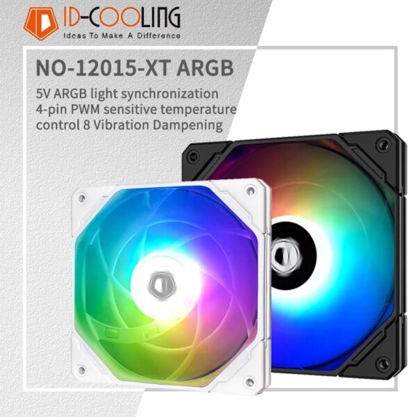 ID-COOLING NO-12015-XT ARGB Cooling Fan 500-2000 RPM 15mm Ultra Slim Smart Temperature Control PC Fan for CPU Cooler