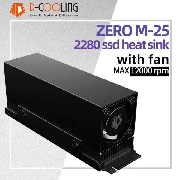 ID COOLING ZERO M25 M.2 Solid State Air-Cooled Radiator with PWM 12000rpm Fan for NGFF/NVME Hard Disk Heat Sink 2280 SSD Cooler