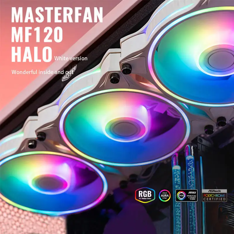 Cooler Master MF120 HALO Cooling Fan 120mm 5V/3PIN ARGB Computer Case Fan CPU Cooler PWM Quiet Fans