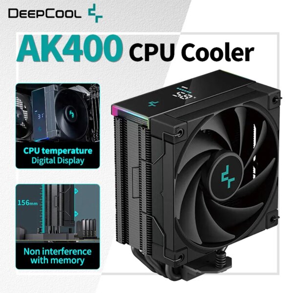 DeepCool AK400 Digital Display White CPU Processor Cooler 4 Heat pipes 120mm Cooling Fan Radiator For LGA1700/1200 115X AM4 AM5