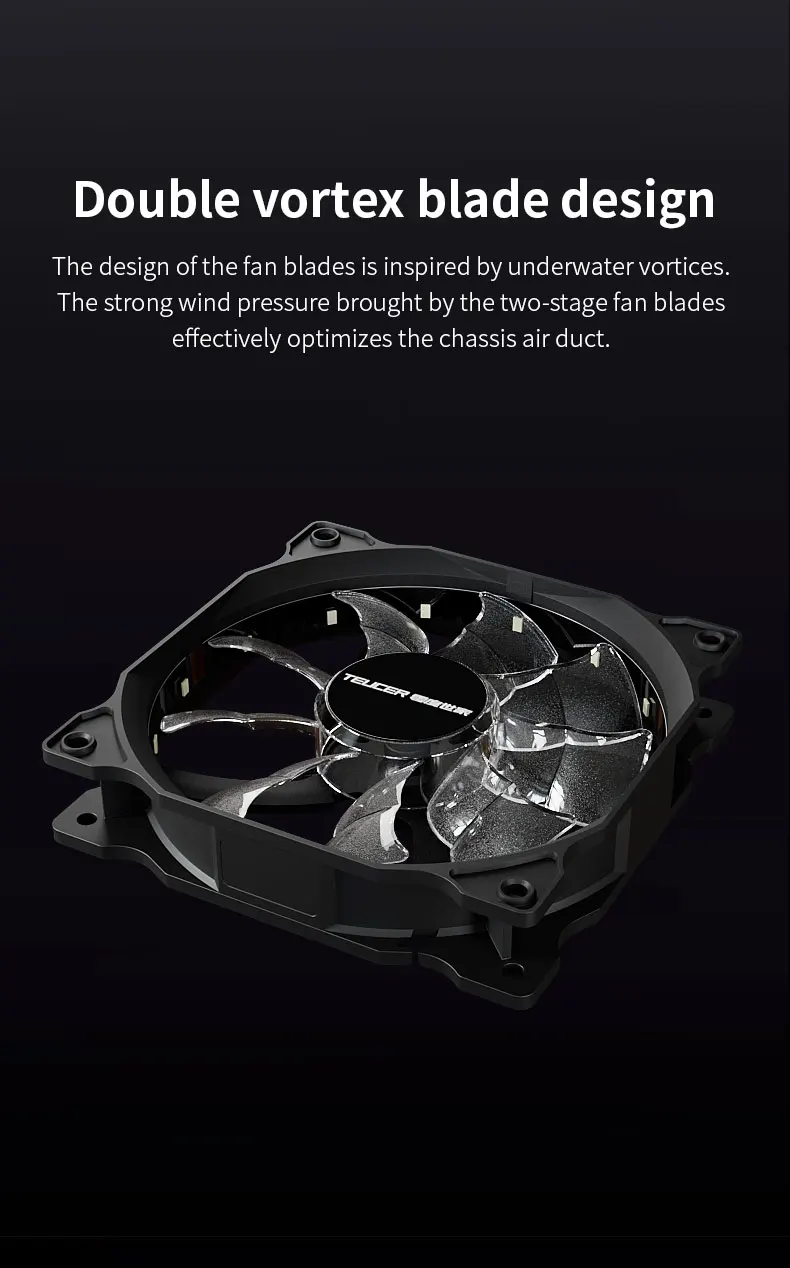 Teucer 120mm PC Case Fan 12V Big 4Pin Chassis Power Supply Low Noise Quiet Transparent Fan Blade Led Colorful Cooling Ventilator