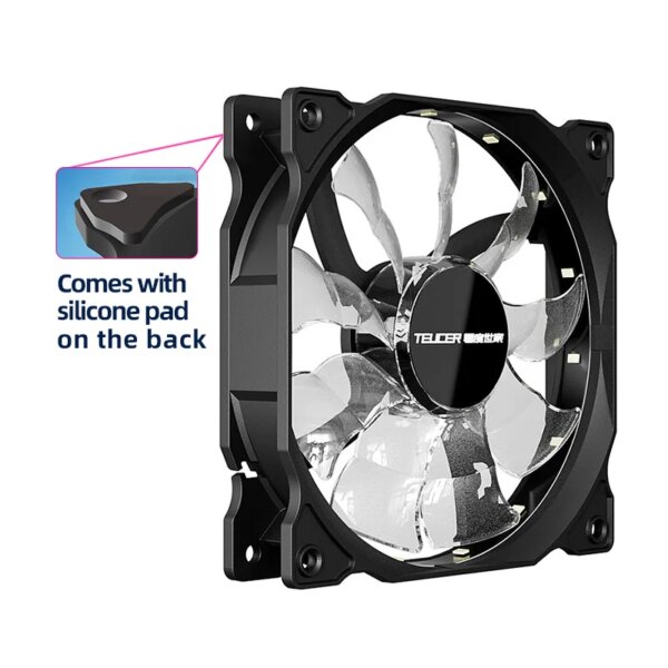 Teucer 120mm PC Case Fan 12V Big 4Pin Chassis Power Supply Low Noise Quiet Transparent Fan Blade Led Colorful Cooling Ventilator - Image 5