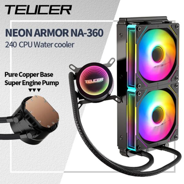 Teucer 240 360 Water Cooling CPU Cooler ARGB Fan Liquid Heatsink Integrated Radiator for Intel LGA 1700//1200/1150 2011 AM4 AM5