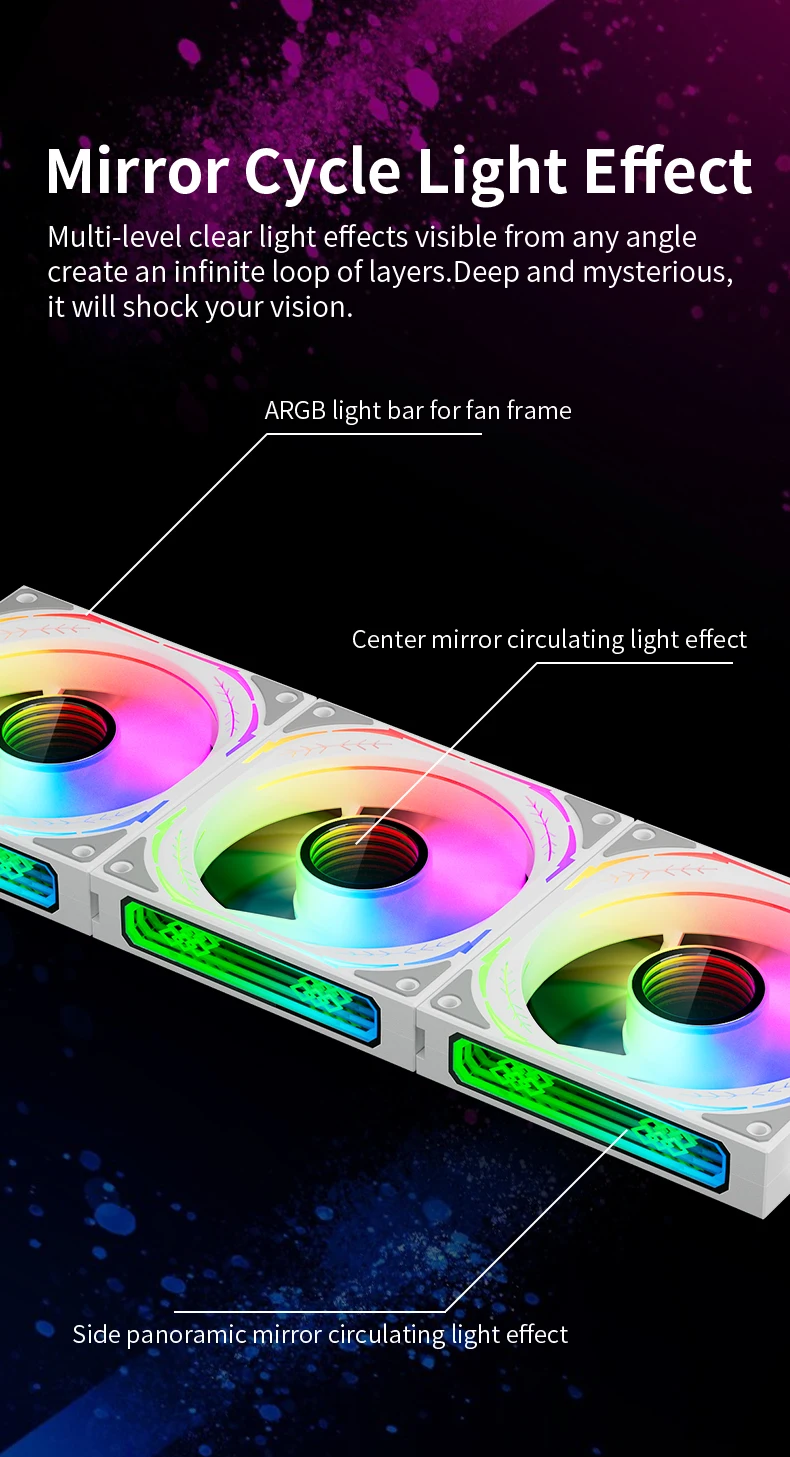 Teucer JM-3 120mm 3in1 Magic Wire free splicing PWM ARGB PC Case Fan Desktop Chassis for CPU Water Radiator Cooling Ventilator