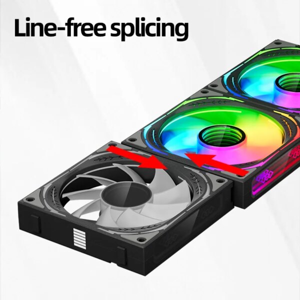 Teucer JM-3 120mm 3in1 Magic Wire free splicing PWM ARGB PC Case Fan Desktop Chassis for CPU Water Radiator Cooling Ventilator - Image 3