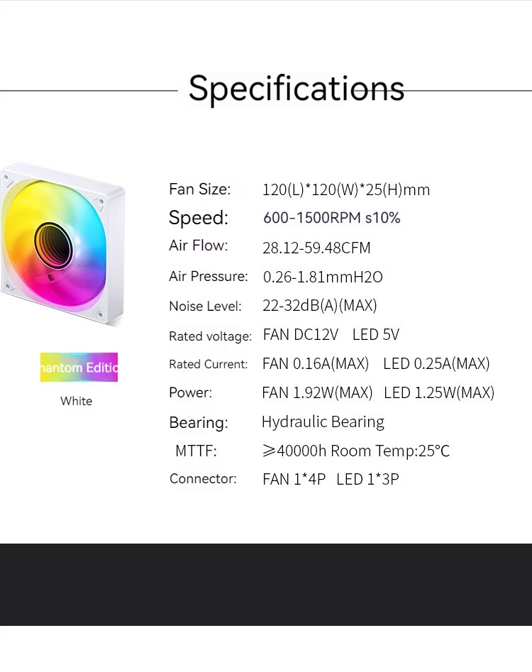 JONSBO SL-120 120mm ARGB Serializable Computer Case Silent Cooling Fan 5V 3PIN PWM High Performance CPU Cooler Fan