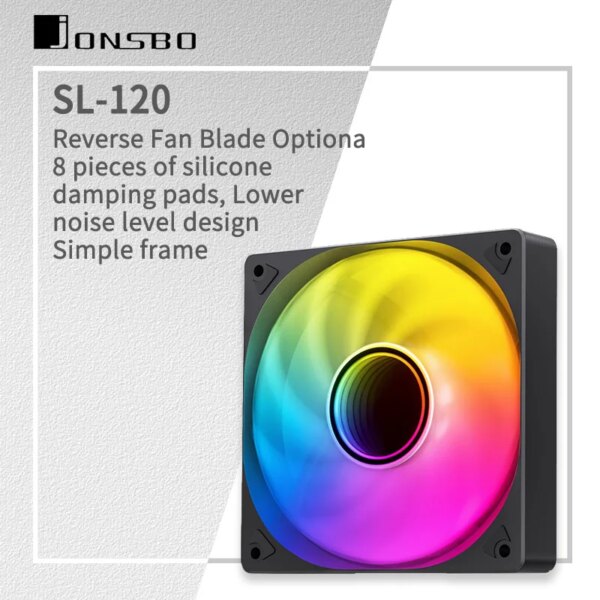 JONSBO SL-120 120mm ARGB Serializable Computer Case Silent Cooling Fan 5V 3PIN PWM High Performance CPU Cooler Fan