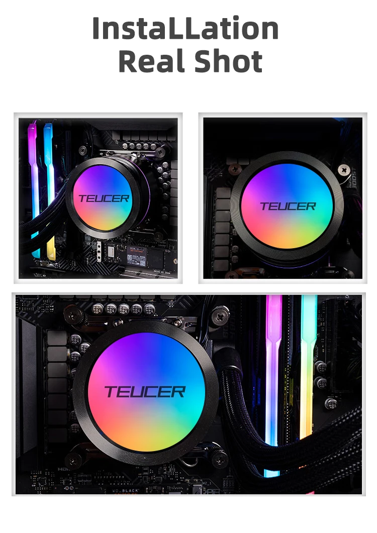 Teucer 120/240mm CPU Water Cooler Liquid Cooling Heatsink RGB Colorful Radiator For X99 LGA 2011 V3 1700 1200 115X AMD AM4 AM5