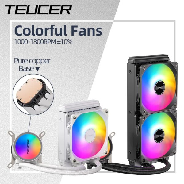 Teucer 120/240mm CPU Water Cooler Liquid Cooling Heatsink RGB Colorful Radiator For X99 LGA 2011 V3 1700 1200 115X AMD AM4 AM5