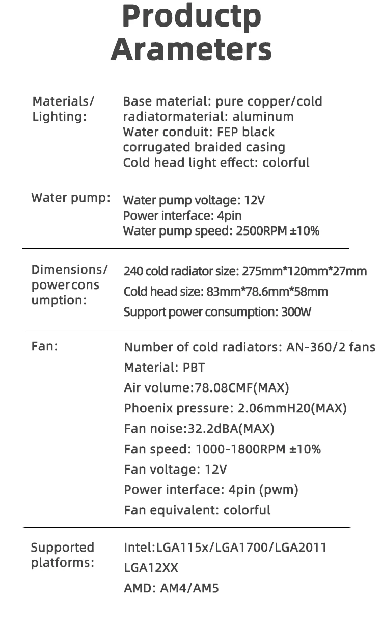 Teucer 120/240mm CPU Water Cooler Liquid Cooling Heatsink RGB Colorful Radiator For X99 LGA 2011 V3 1700 1200 115X AMD AM4 AM5