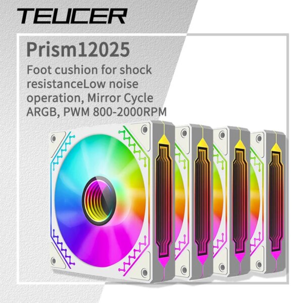 TEUCER Prism12025 800~2000RPM PC Case Fans 12cm Cyclic Mirror  ARGB Light Effect 5V 3Pin Cooling Fan