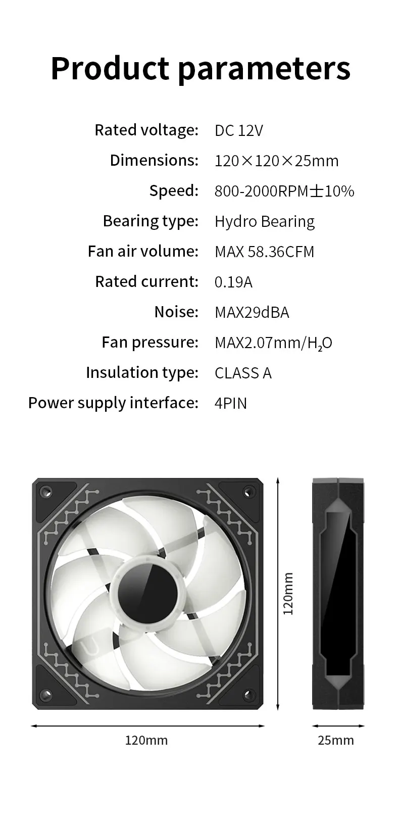 TEUCER Prism12025 800~2000RPM PC Case Fans 12cm Cyclic Mirror  ARGB Light Effect 5V 3Pin Cooling Fan