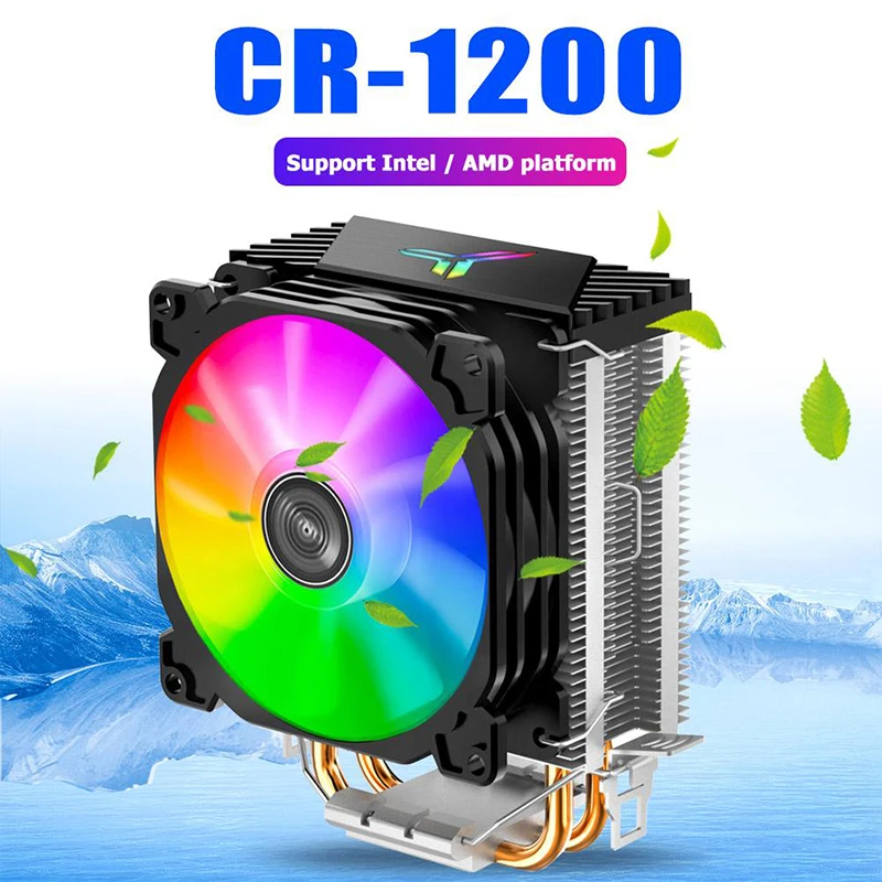 Jonsbo CR1200 CPU Cooler 2 Heat Pipe Tower RGB Colorful Light Effect 9cm Fan For LGA115X 775 AM4