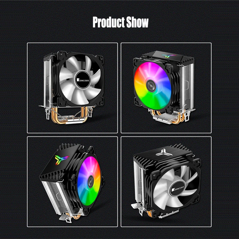 Jonsbo CR1200 CPU Cooler 2 Heat Pipe Tower RGB Colorful Light Effect 9cm Fan For LGA115X 775 AM4