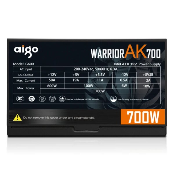 Aigo AK 700W PC PSU Power Supply unit Black Gaming Quiet 120mm rgb Fan 24pin 12V ATX Desktop computer Power Supply for BTC - Image 2