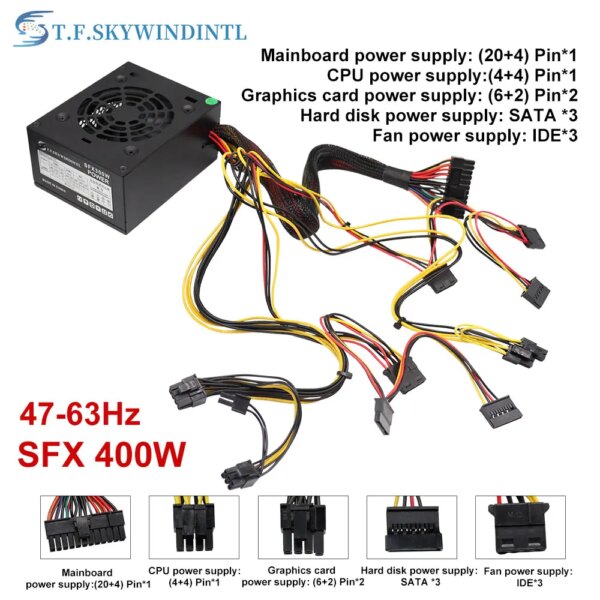 SFX PC Power Supply 400W PSU 400W PC Desktop Gaming Power Supply SFX400 Small PSU 110V 220V - Image 5