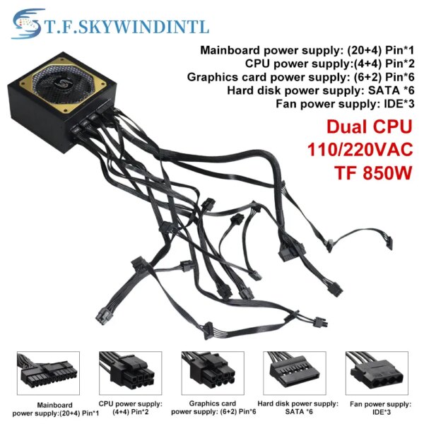 Full Modular Power Supply PSU PFC Silent Fan ATX 20+4pin 12V PC Computer SATA Gaming Power Supply For Intel AMD Computer Random - Image 6