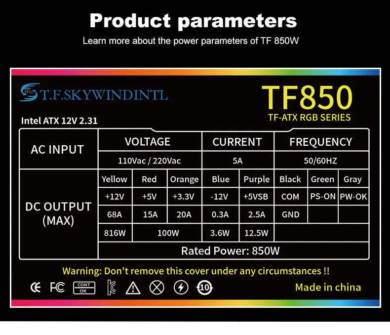 Full Modular Power Supply PSU PFC Silent Fan ATX 20+4pin 12V PC Computer SATA Gaming Power Supply For Intel AMD Computer Random