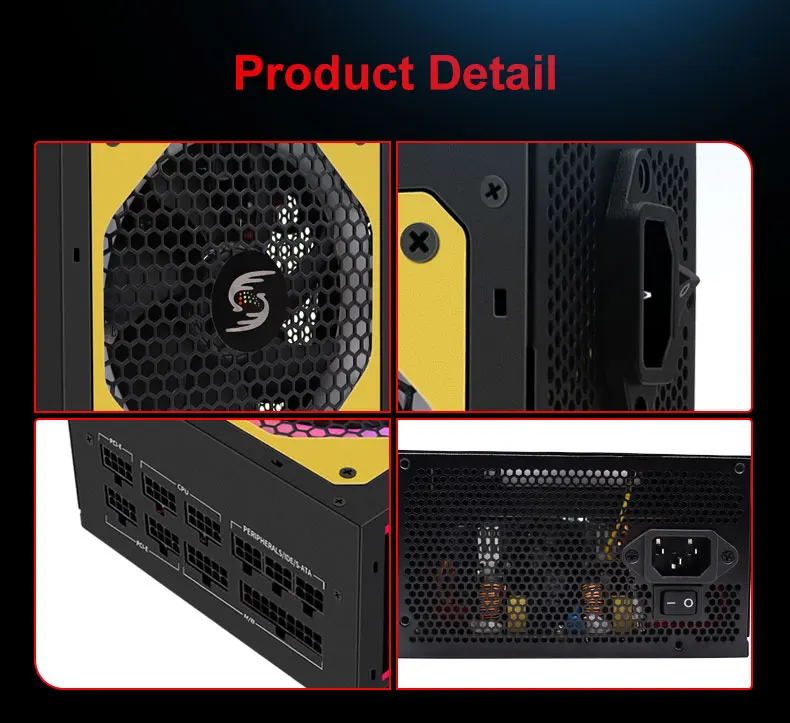 Full Modular Power Supply PSU PFC Silent Fan ATX 20+4pin 12V PC Computer SATA Gaming Power Supply For Intel AMD Computer Random