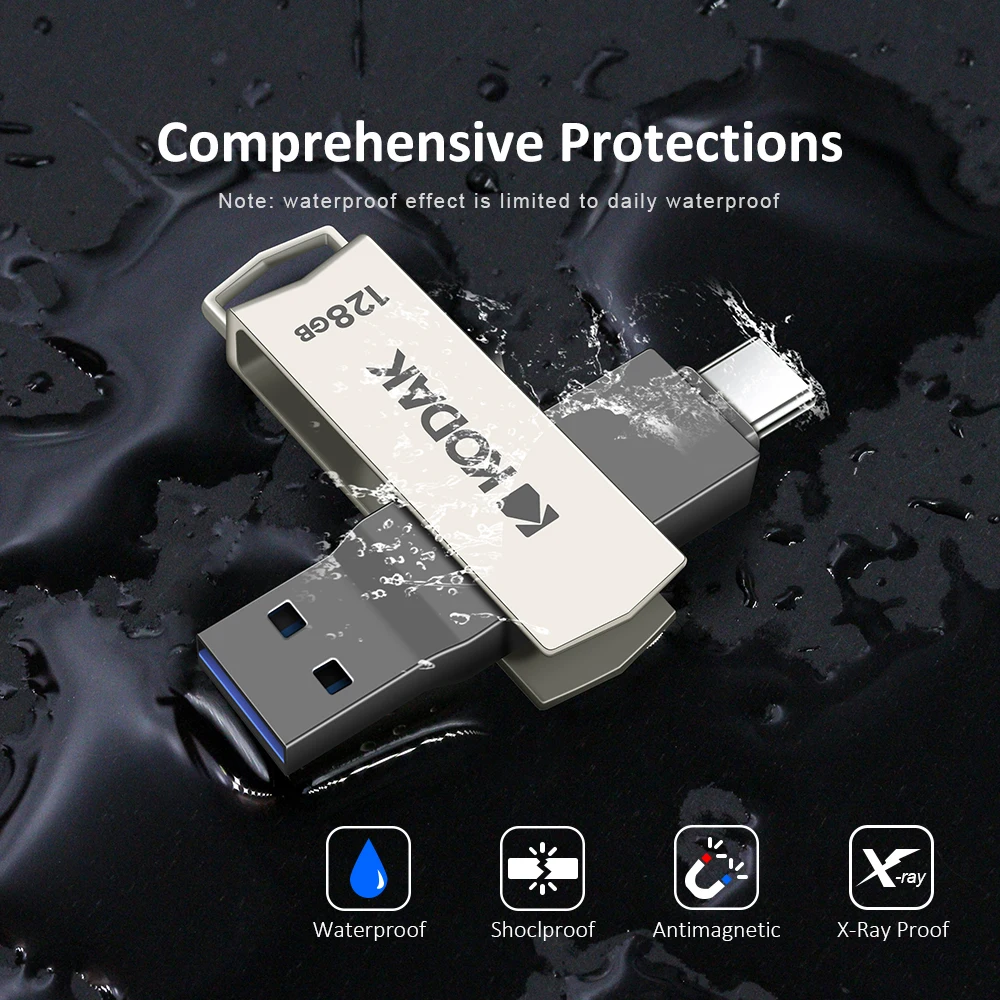 KODAK 2 in 1 OTG USB 3. 2 Type C To USB flash drive Pen Drive 64GB 128G Usb3.2 Memory Stick flash Disk Type-C Pendrive