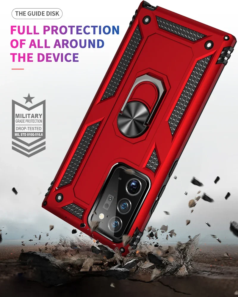 Shockproof Armor Bumper Case For Samsung Galaxy A55 A54 A14 A15 A25 A34 A23 Note 20 S24 Ultra S23 S22 S21 Metal Ring Back Cover