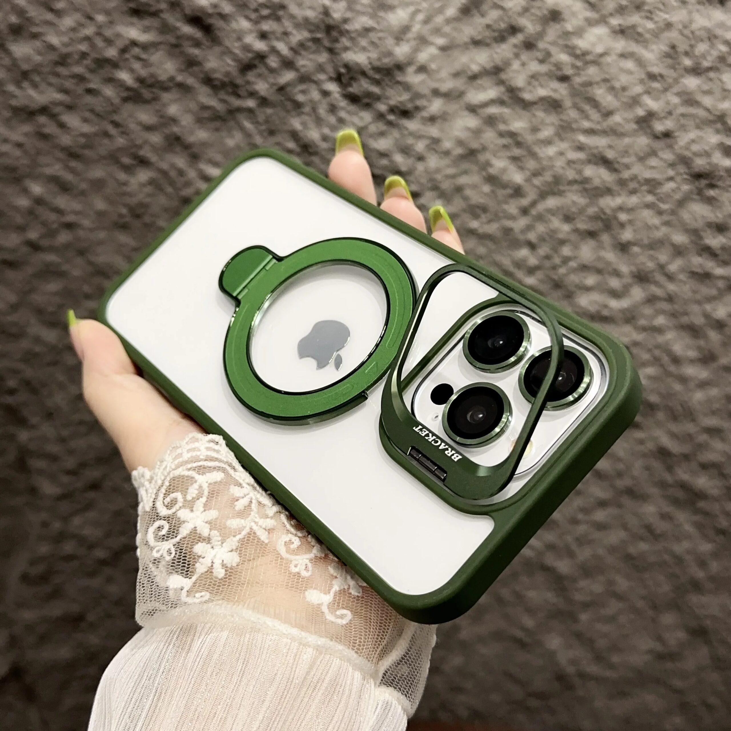 Magnetic Lens Metal Ring Stand Phone Case For IPhone 15 11 12 14 13 Pro Max Lens Glass Film Protection Transparent Magsafe Cover