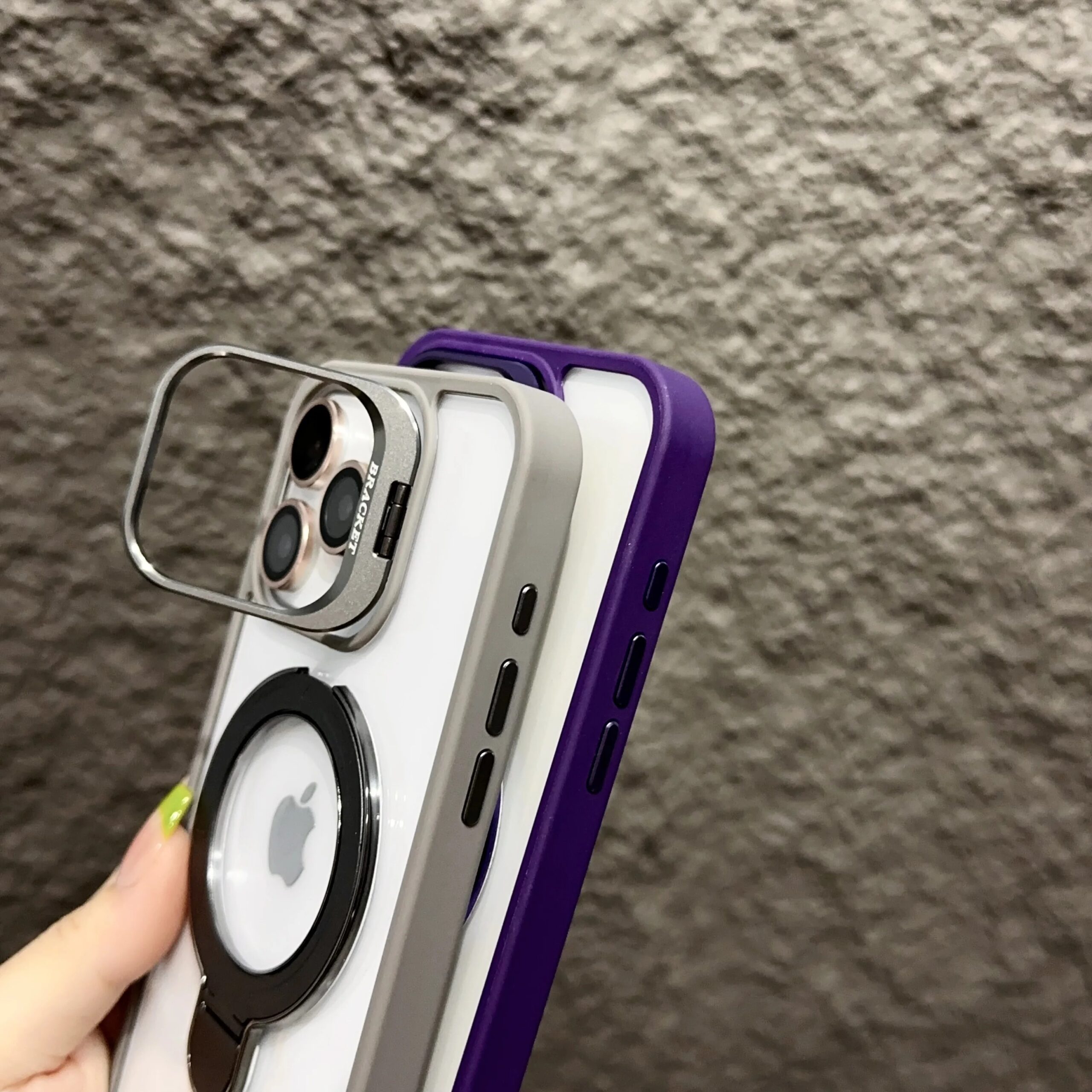 Magnetic Lens Metal Ring Stand Phone Case For IPhone 15 11 12 14 13 Pro Max Lens Glass Film Protection Transparent Magsafe Cover