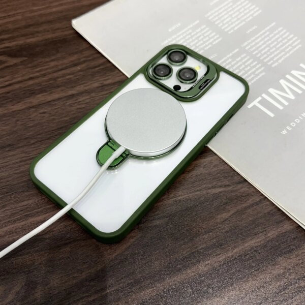 Magnetic Lens Metal Ring Stand Phone Case For IPhone 15 11 12 14 13 Pro Max Lens Glass Film Protection Transparent Magsafe Cover - Image 5