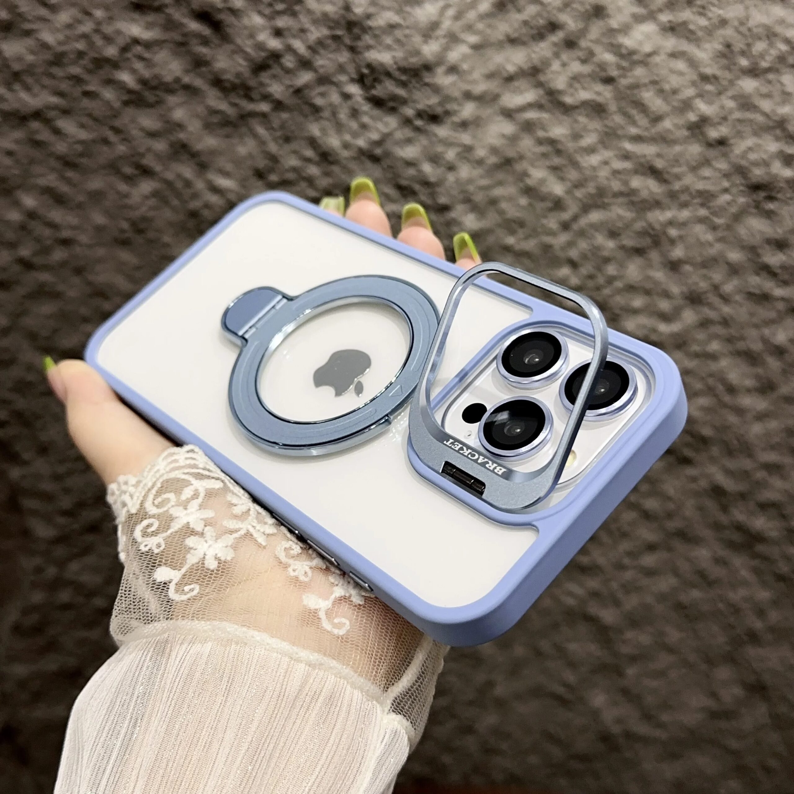 Magnetic Lens Metal Ring Stand Phone Case For IPhone 15 11 12 14 13 Pro Max Lens Glass Film Protection Transparent Magsafe Cover