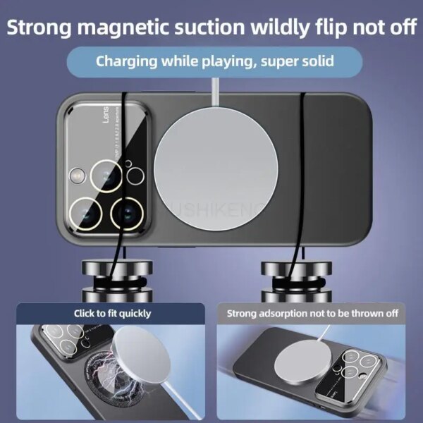 Luxury For Magsafe Magnetic Wireless Charging Case For iPhone 15 14 13 12 11 Pro Max PC Logo Hole Camera Portection Cover Funda - Image 4