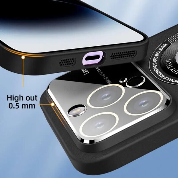 Luxury For Magsafe Magnetic Wireless Charging Case For iPhone 15 14 13 12 11 Pro Max PC Logo Hole Camera Portection Cover Funda - Image 5