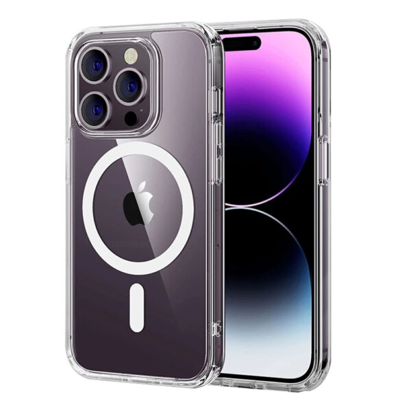 Clear Phone Case For iPhone 15 13 12 11 14 Pro Max For Magsafe Magnetic Wireless Charging Case XR XS Max Cover Protective Shell - Image 3