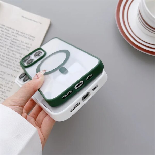 Magsafe Magnetic Wireless Charging Matte Transparent Acrylic Hard Case For iPhone 15 14 13 12Pro Max 11 X XR XS 7 8 Plus Cover - Image 5