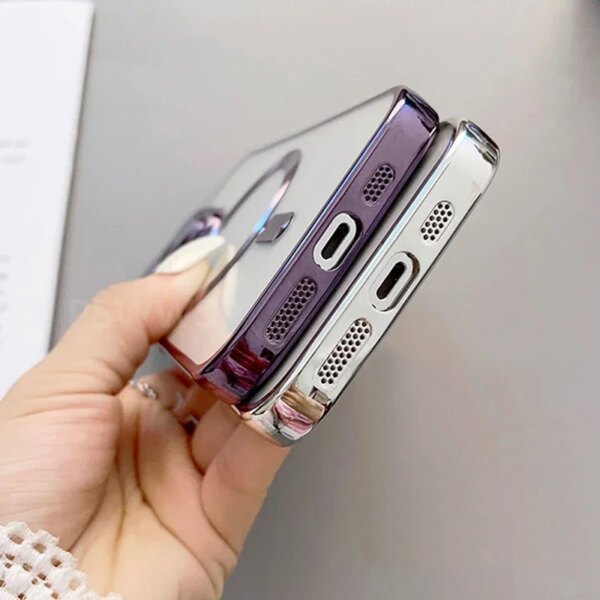 Luxury Plating For Magsafe Case For iPhone 15 14 13 12 11 Pro Max Wireless Charge Magnetic Soft Cover With Camera Lens Protector - Image 6