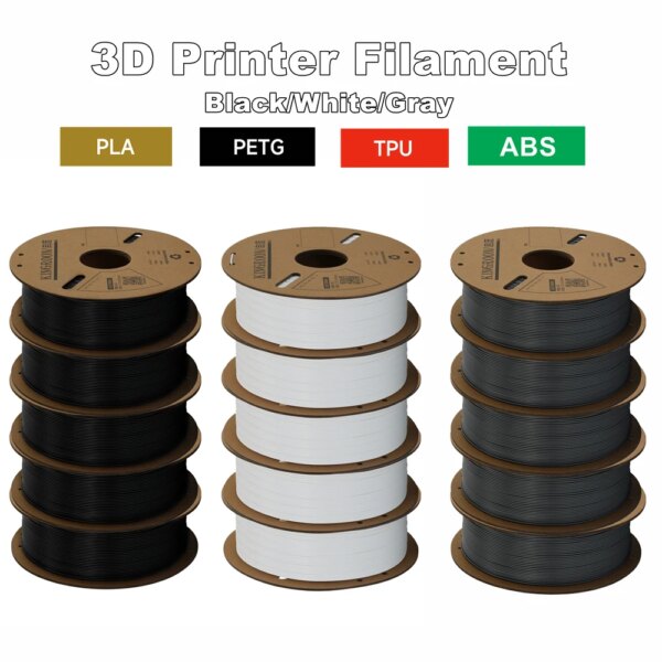 KINGROON 3D Printer Filament PLA PETG TPU ABS 5KG Bundle Black White Gray 1.75mm No bubbles Plastic 5 roll 1kg , Random Spool - Image 2