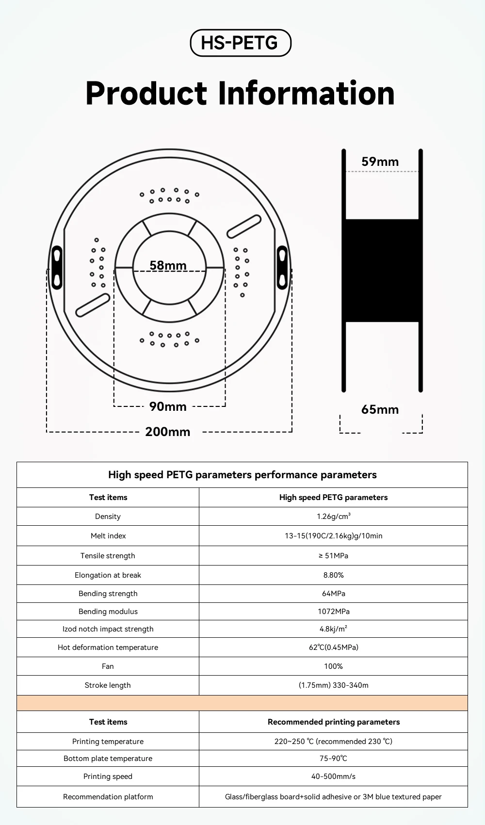 KINGROON Newest HS-PETG 3D Printer Filament 1.75mm High Speed 3D Printinng Material Hyper PETG 5KG 10KG Mix Color