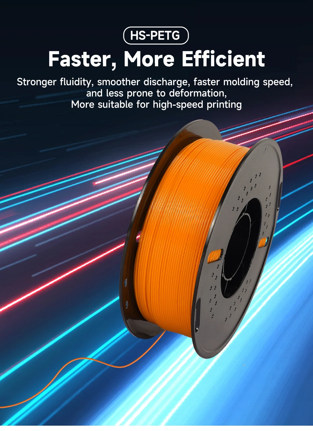 KINGROON Newest HS-PETG 3D Printer Filament 1.75mm High Speed 3D Printinng Material Hyper PETG 5KG 10KG Mix Color