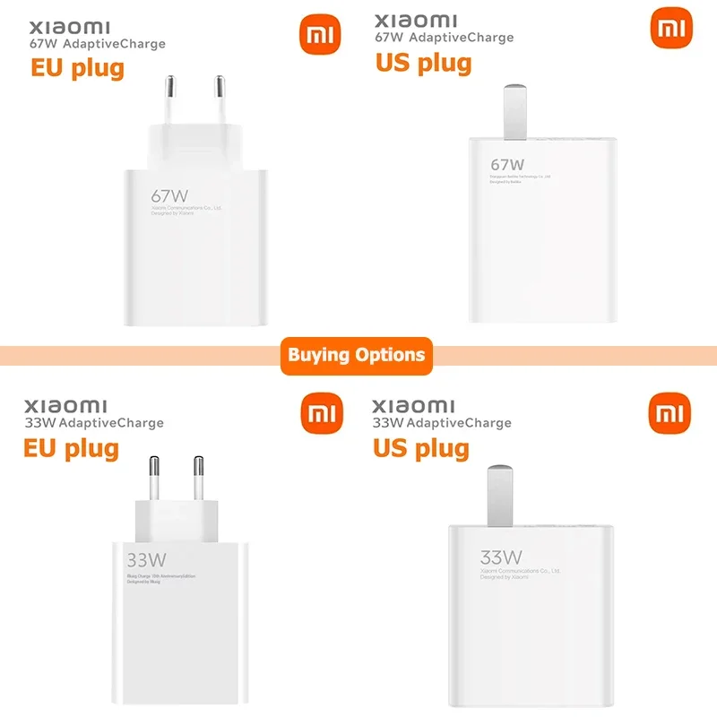 Original Xiaomi 67W Charger Fast Charging Quick Power Adapter EU US Type C Cable Mi 13T 13 12 Lite Redmi Note 13 12 11 Pro Turbo