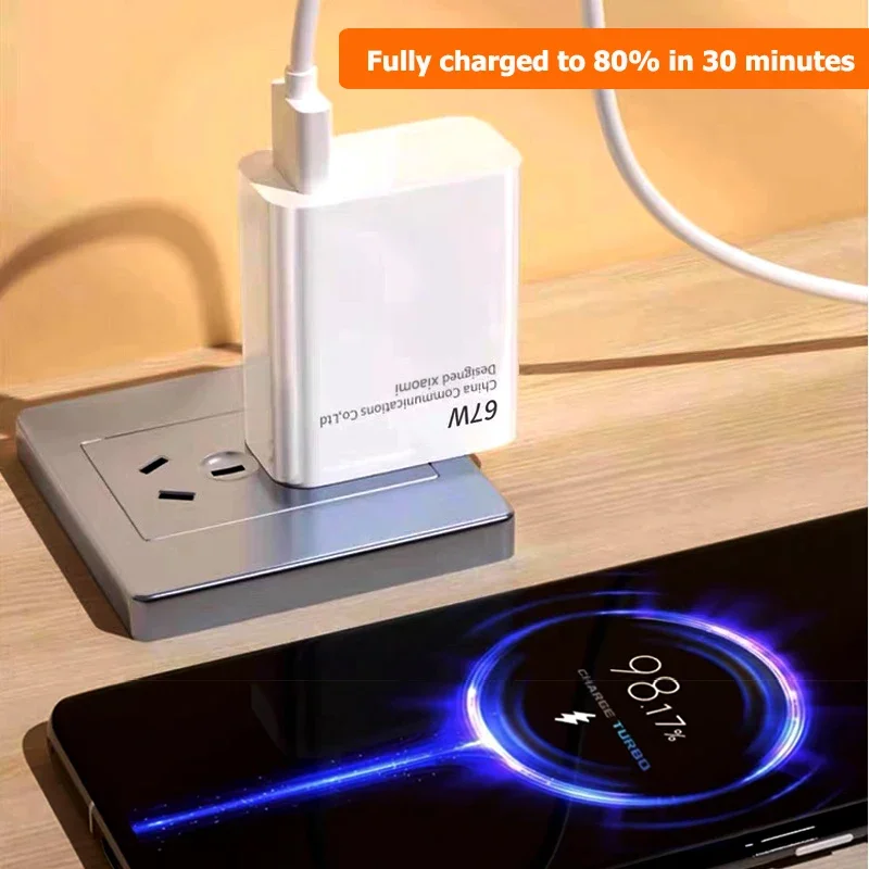 Original Xiaomi 67W Charger Fast Charging Quick Power Adapter EU US Type C Cable Mi 13T 13 12 Lite Redmi Note 13 12 11 Pro Turbo