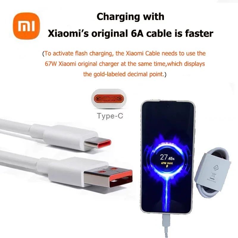 Original Xiaomi 67W Charger Fast Charging Quick Power Adapter EU US Type C Cable Mi 13T 13 12 Lite Redmi Note 13 12 11 Pro Turbo