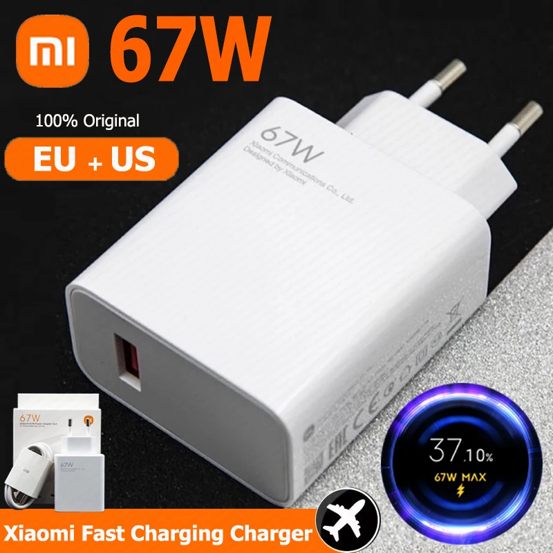 Original Xiaomi 67W Charger Fast Charging Quick Power Adapter EU US Type C Cable Mi 13T 13 12 Lite Redmi Note 13 12 11 Pro Turbo