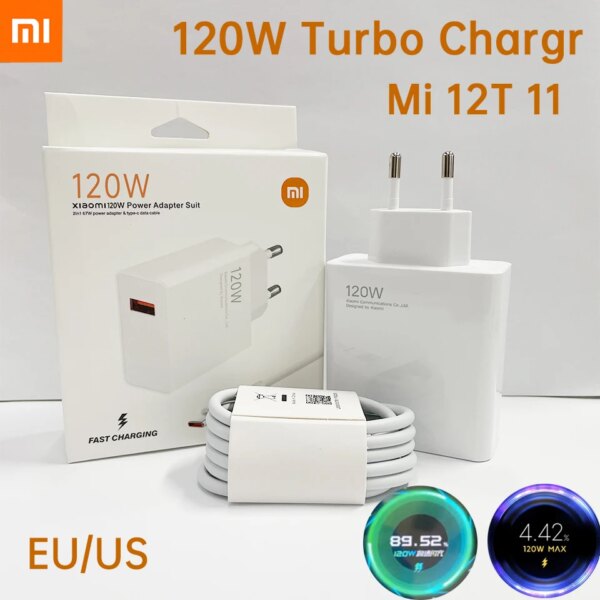 Gan Xiaomi 120W Fast Charger Original MI Carregador Adapter EU US Turbo Charge Mi 12T Pro 11T 13 Redmi K50 Poco F4 Blackshark 5