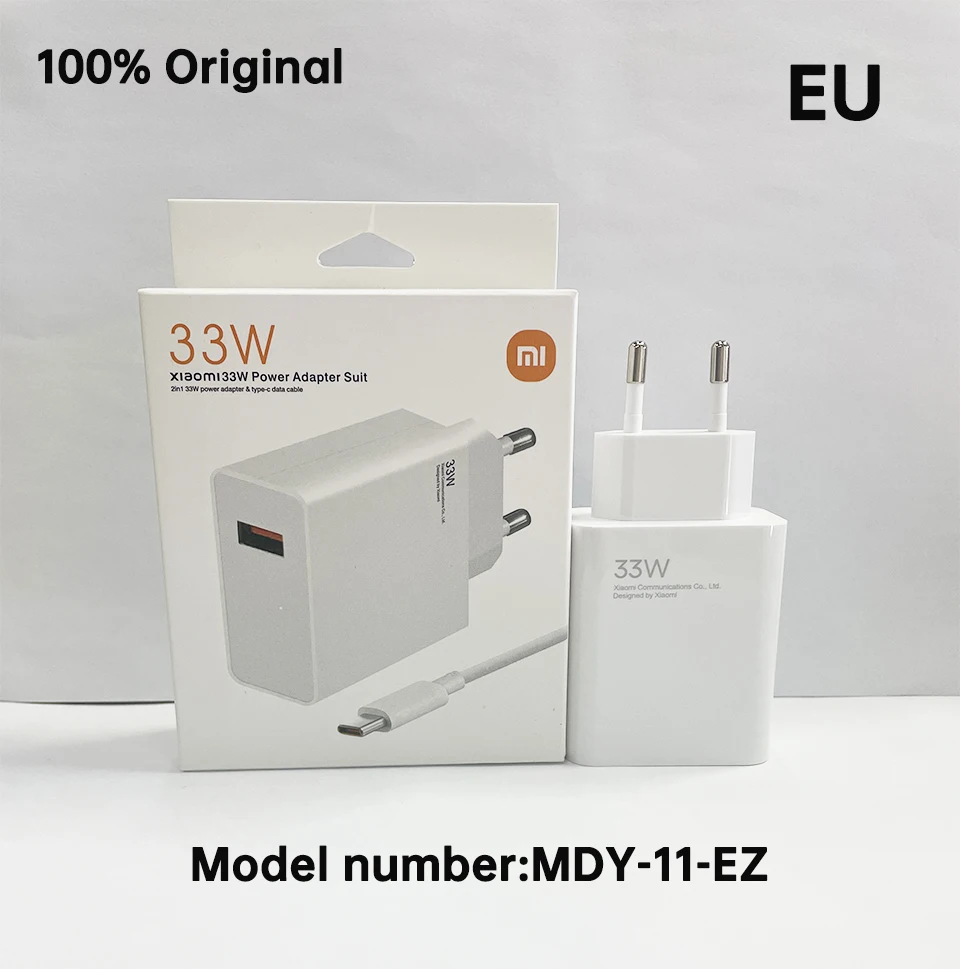 Original 33w Xiaomi Fast Charger Mi Turbo Charge Eu Phone Cargador Redmi Note 13 11 10 K30 Poco M2 Pro Mi 10s Blackshark 2 Cable