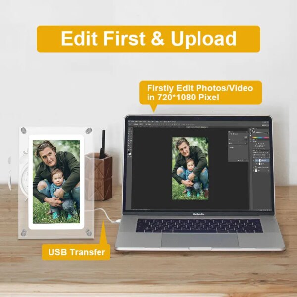 Cut Gift Acrylic Digitial Photo Frame video frame 5 inch IPS Screen 1000amh Battery 2G Memory support video picture play - Image 5