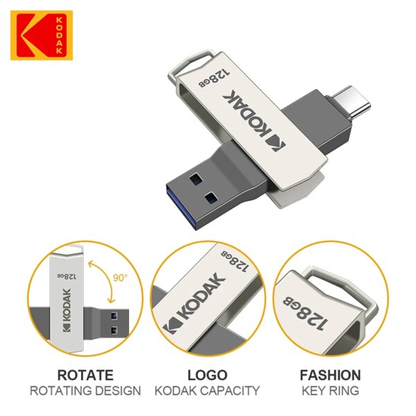 KODAK Dual OTG USB 3.1 Flash Drive 64GB 128GB 256GB Type C Pendrive 2 in 1 USB3.1 USB C Pen Memory Stick U Disk Free Shipping - Image 5